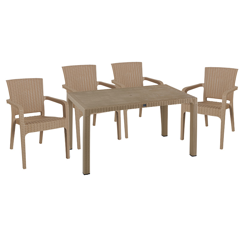 Set ngrënieje Explore-Halcyon pakoworld set 5 copë PP kapuçino 150x90x73.5cm