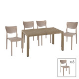 Set ngrënieje Explore-Ignite pakoworld set 7 copë PP kapuçino 150x90x73.5cm