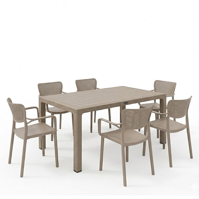 Set ngrënieje Explore-Forntline pakoworld set 7 copë PP kapuçino 150x90x73.5cm