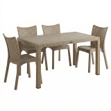 Set ngrënieje Explore-Confident pakoworld set 5 copë PP kapuçino 150x90x73.5cm