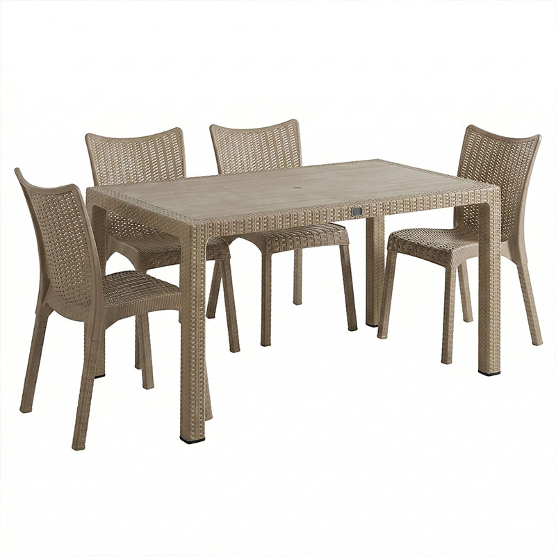 Set ngrënieje Explore-Confident pakoworld set 5 copë PP kapuçino 150x90x73.5cm