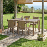 Set ngrënieje Explore-Confident pakoworld set 5 copë PP kapuçino 150x90x73.5cm