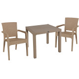 Set ngrënieje Explore-Halcyon pakoworld set 3 copë PP kapuçino 90x90x73,5cm