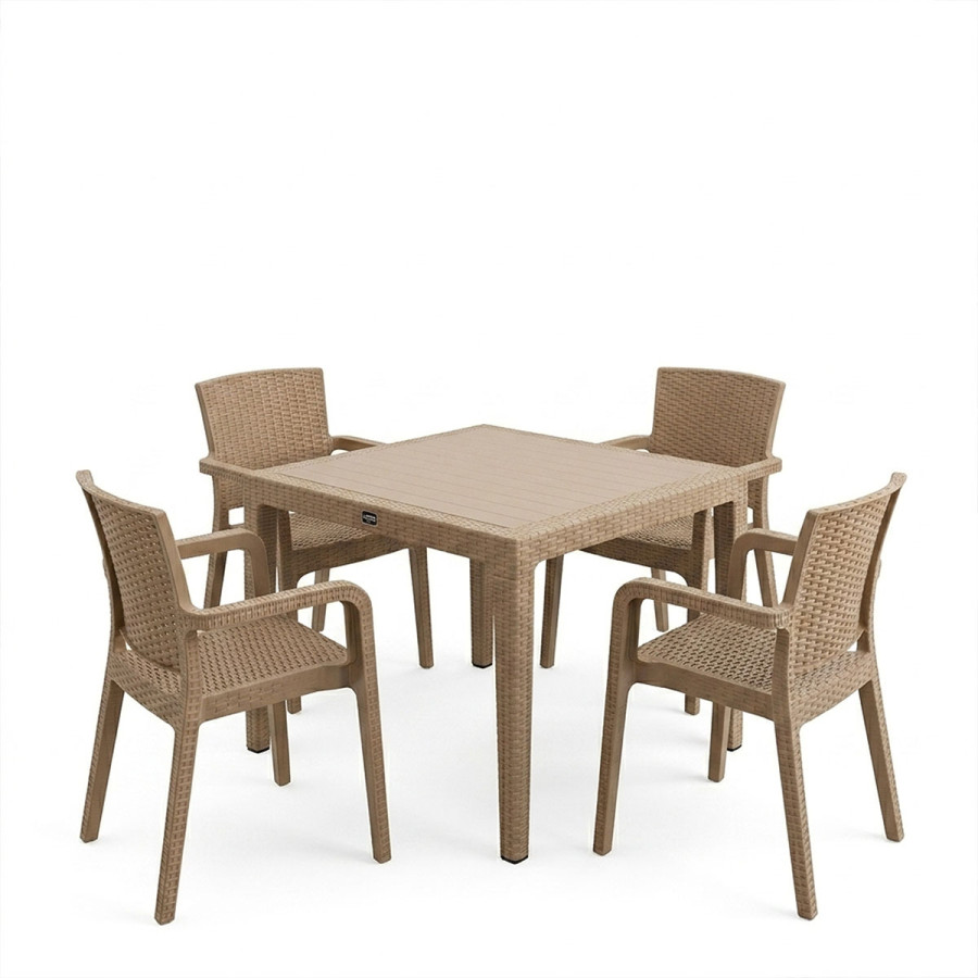 Set ngrënieje Explore-Halcyon pakoworld set 5 copë PP kapuçino 90x90x73,5cm
