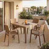 Set ngrënieje Explore-Halcyon pakoworld set 5 copë PP kapuçino 90x90x73,5cm