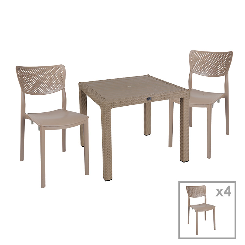 Set ngrënieje Explore-Ignite pakoworld set 5 copë PP kapuçino 90x90x73,5cm