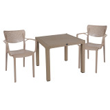 Set ngrënieje Explore-Fontline pakoworld set 3 copë PP CAPPUCCINO 90x90x73,5cm