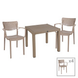 Set ngrënieje Explore-Fontline pakoworld set 5 copë PP CAPPUCCINO 90x90x73,5cm