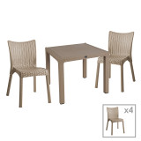 Set ngrënieje Explore-Confident pakoworld set 5 copë PP kapuçino 90x90x73,5cm