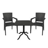 Komplet ngrënie Icon-Halcyon pakoworld set 3 copë PP gri e errët 80x80x74,5cm