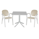 Komplet ngrënieje Groovy-Gentle pakoworld set 3 copë PP e bardhë-kapuçino 80x80x74,5cm