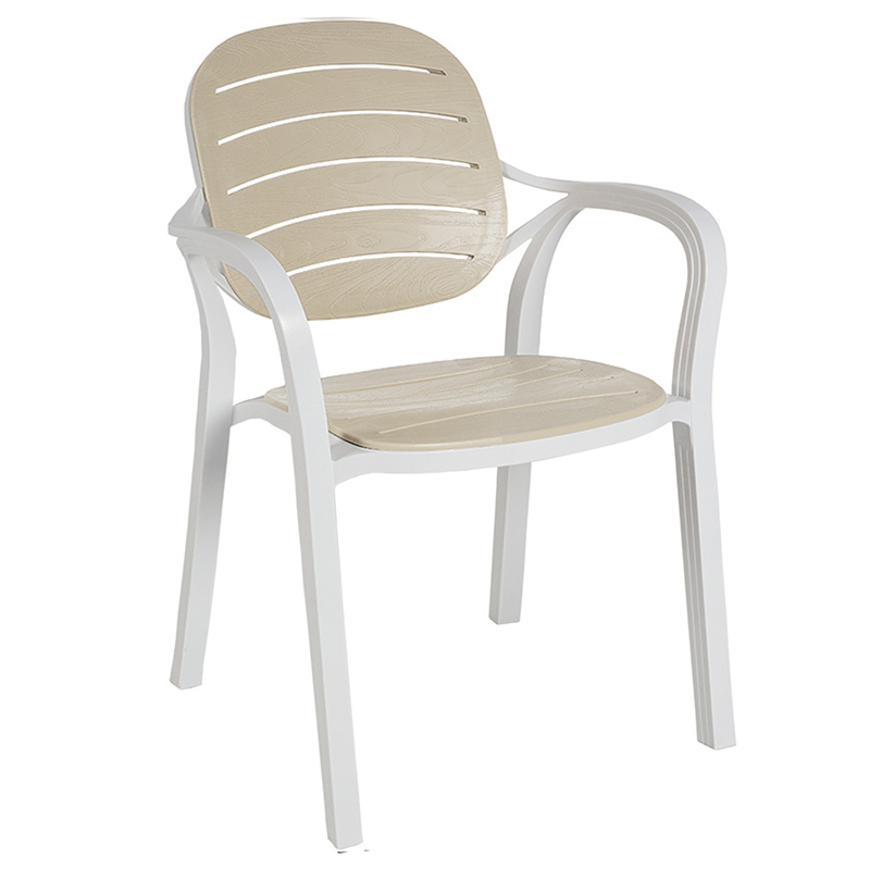 Komplet ngrënieje Groovy-Gentle pakoworld set 3 copë PP e bardhë-kapuçino 80x80x74,5cm