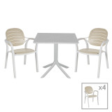 Komplet ngrënieje Groovy-Gentle pakoworld set 5 copë PP e bardhë-kapuçino 80x80x74,5cm