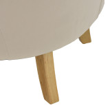 Fotel Keisi pakoworld kadife krem-këmbë druri natyrale 81.5x84x92.5cm