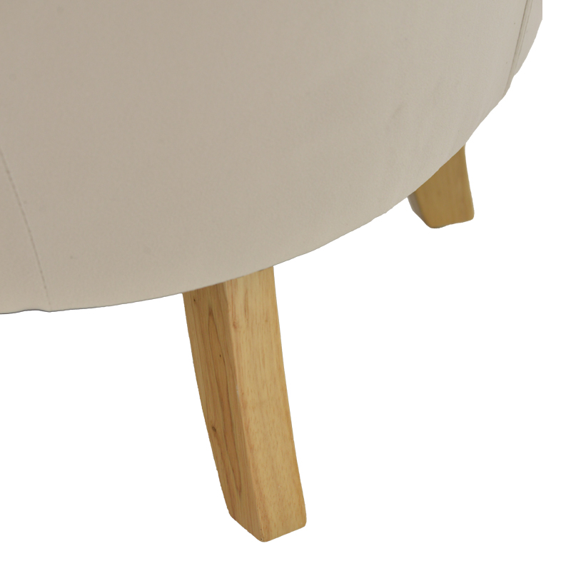 Fotel Keisi pakoworld kadife krem-këmbë druri natyrale 81.5x84x92.5cm