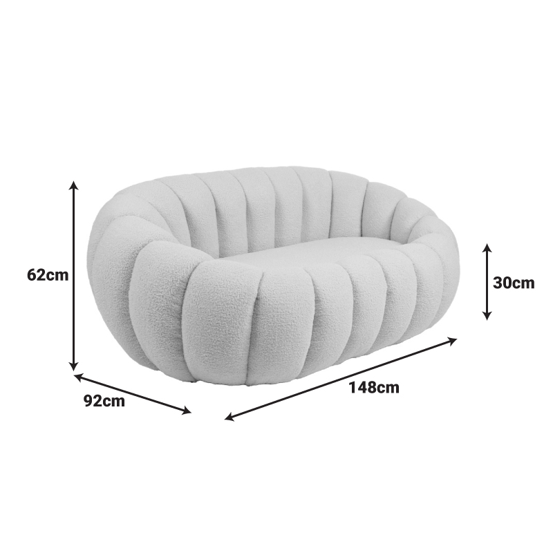 Divan 2-vendësh Yannick pakoworld pëlhurë boucle bezhë 148x92x62cm