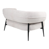 Divan 2-vendësh Luvina pakoworld pëlhurë krem me këmbë metalike të zeza 145x71x73cm