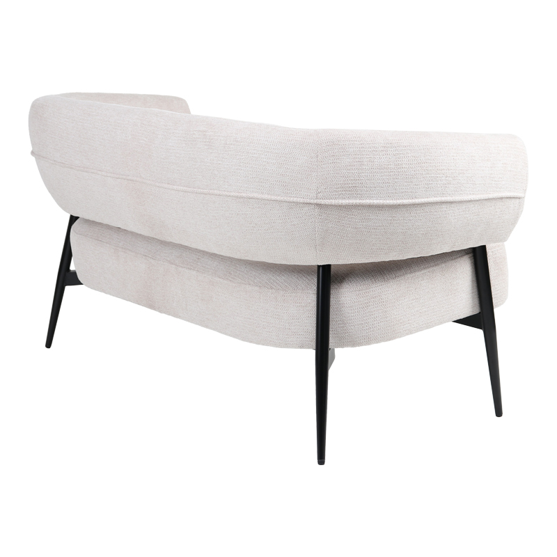 Divan 2-vendësh Luvina pakoworld pëlhurë krem me këmbë metalike të zeza 145x71x73cm