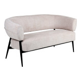 Divan 2-vendësh Luvina pakoworld pëlhurë krem me këmbë metalike të zeza 145x71x73cm