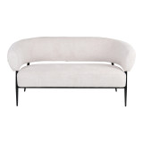 Divan 2-vendësh Luvina pakoworld pëlhurë krem me këmbë metalike të zeza 145x71x73cm
