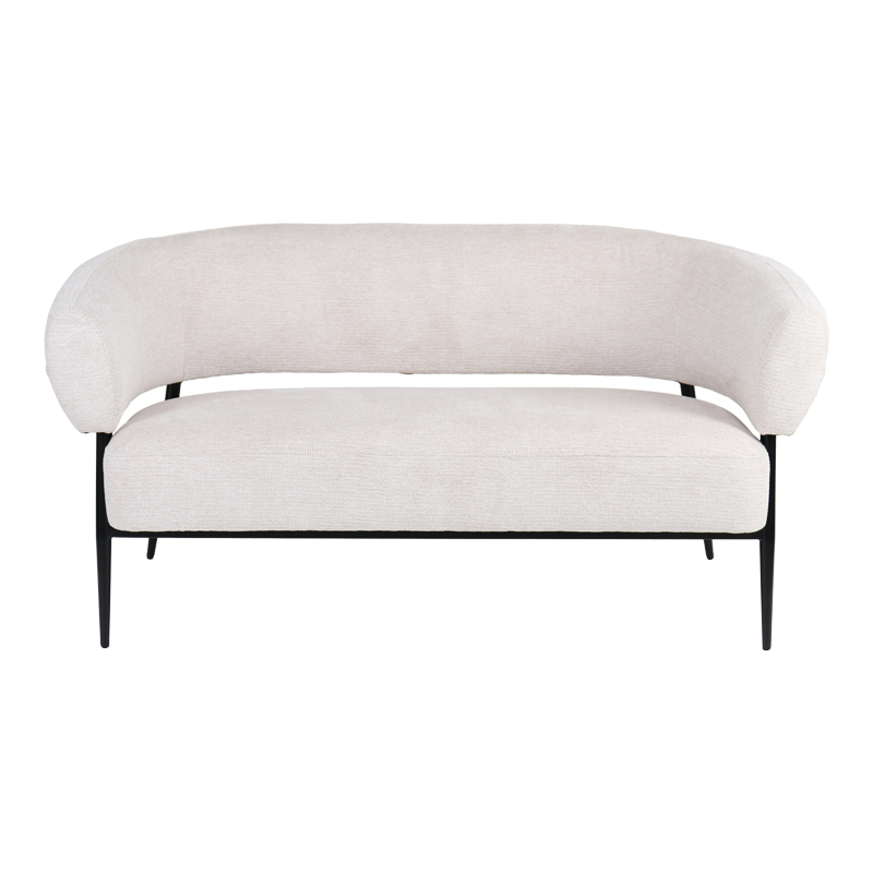 Divan 2-vendësh Luvina pakoworld pëlhurë krem me këmbë metalike të zeza 145x71x73cm