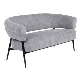 Divan Luvina pakoworld 2-vendësh pëlhurë gri me këmbë metalike të zeza 145x71x73cm