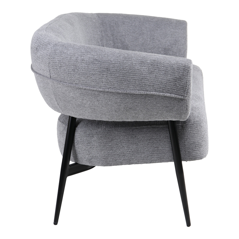 Divan Luvina pakoworld 2-vendësh pëlhurë gri me këmbë metalike të zeza 145x71x73cm