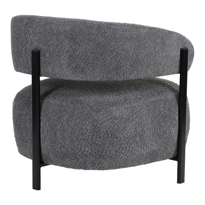 Fotel Melita pakoworld boucle gri me këmbë metalike të zezë 68.5x65x69cm