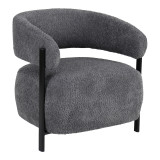 Fotel Melita pakoworld boucle gri me këmbë metalike të zezë 68.5x65x69cm