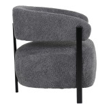 Fotel Melita pakoworld boucle gri me këmbë metalike të zezë 68.5x65x69cm