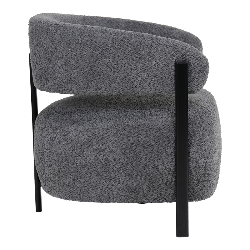 Fotel Melita pakoworld boucle gri me këmbë metalike të zezë 68.5x65x69cm