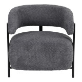 Fotel Melita pakoworld boucle gri me këmbë metalike të zezë 68.5x65x69cm