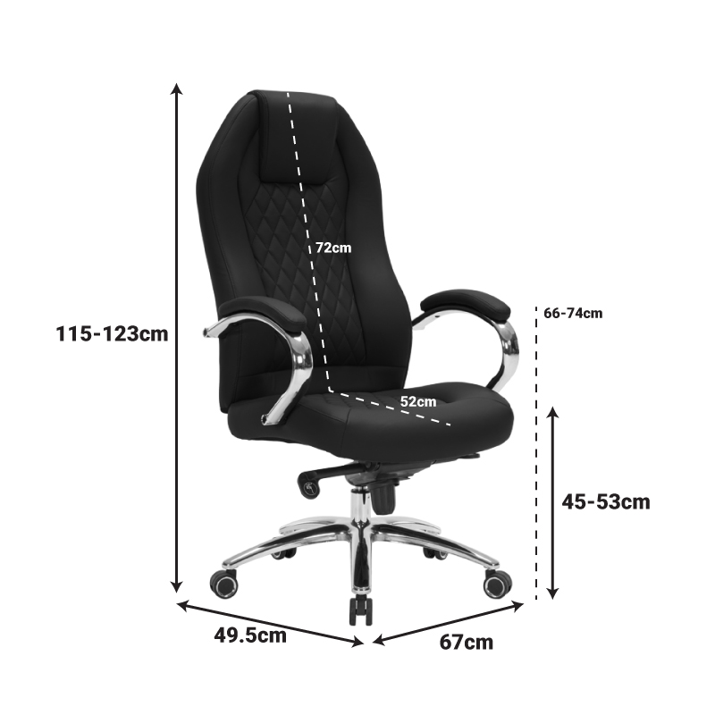 Karrige zyre menaxheri Ionia pakoworld PU e zezë 67x49.5x123cm