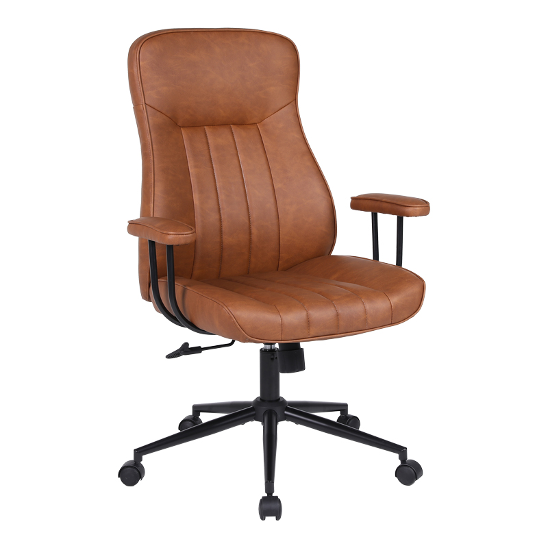 Karrige zyre menaxheri Philareti pakoworld PU kafe 74x71.5x108-118cm
