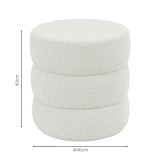 Stol pouf Kioto pakoworld pëlhurë teddy e bardhë D40x40cm