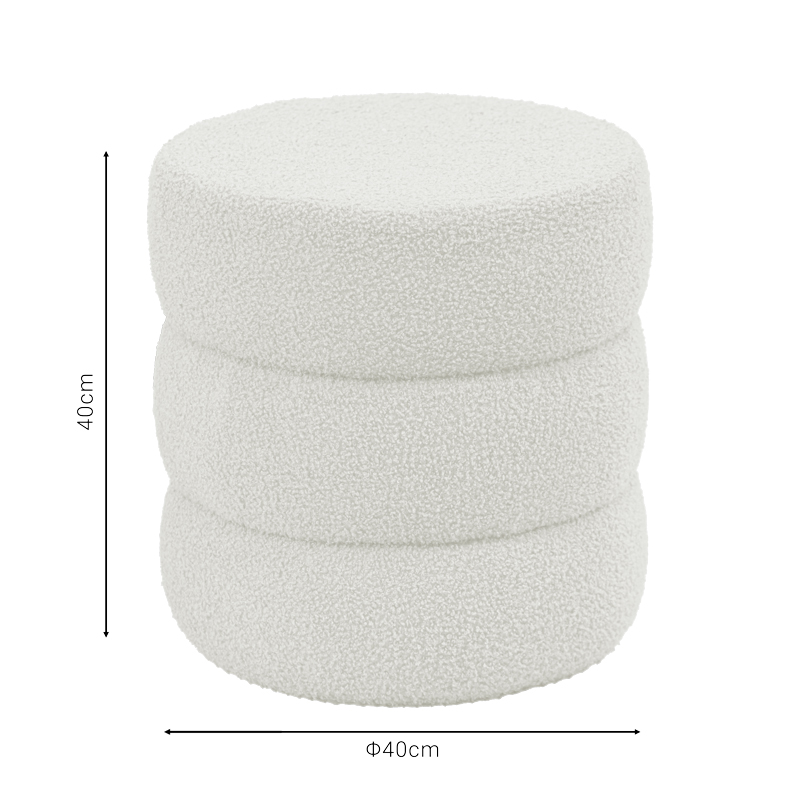 Stol pouf Kioto pakoworld pëlhurë teddy e bardhë D40x40cm