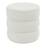 Stol pouf Kioto pakoworld pëlhurë teddy e bardhë D40x40cm