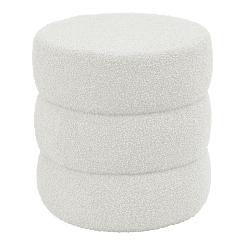 Stol pouf Kioto pakoworld pëlhurë teddy e bardhë D40x40cm