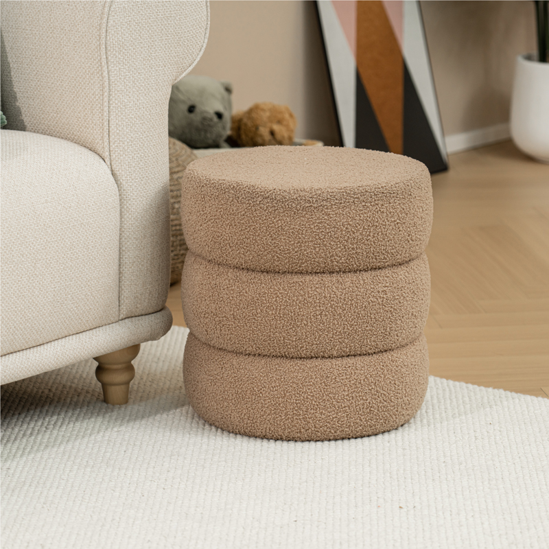 Stol pouf Kioto pakoworld pëlhurë teddy kafe D40x40cm