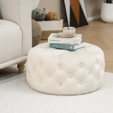 Stol pouf Ferdia pakoworld kadife krem D59x28.5cm