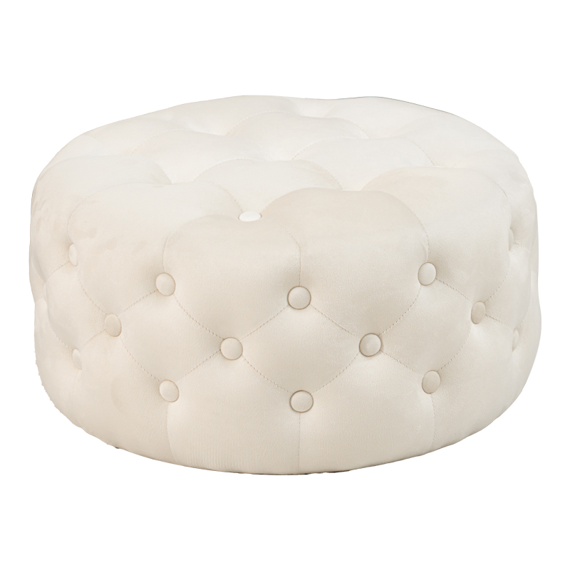 Stol pouf Ferdia pakoworld kadife krem D59x28.5cm