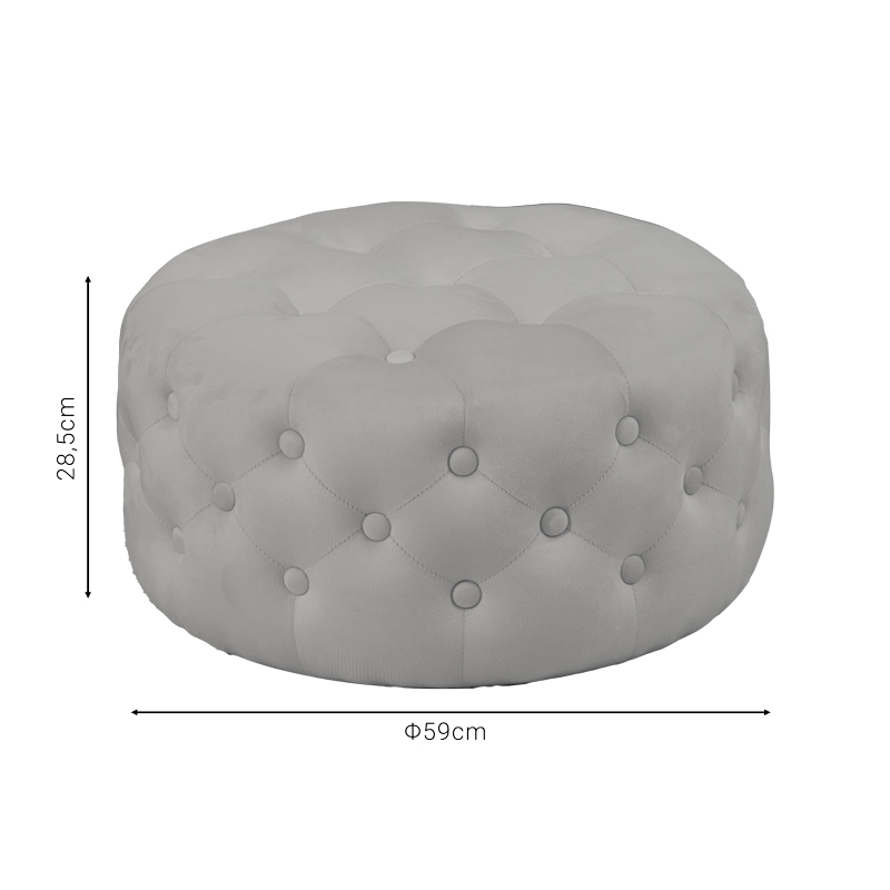 Puf Ferdia pakoworld kadife gri D59x28.5cm