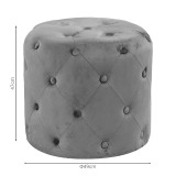 Puf stol Seval pakoworld kadife gri e errët D49x47cm