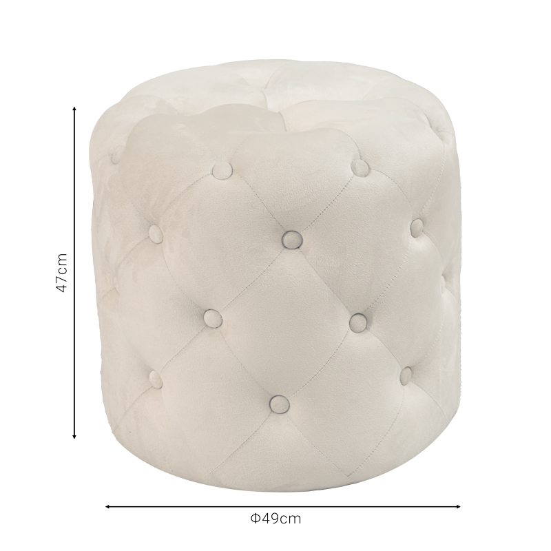 Puf Seval pakoworld kadife krem D49x47cm