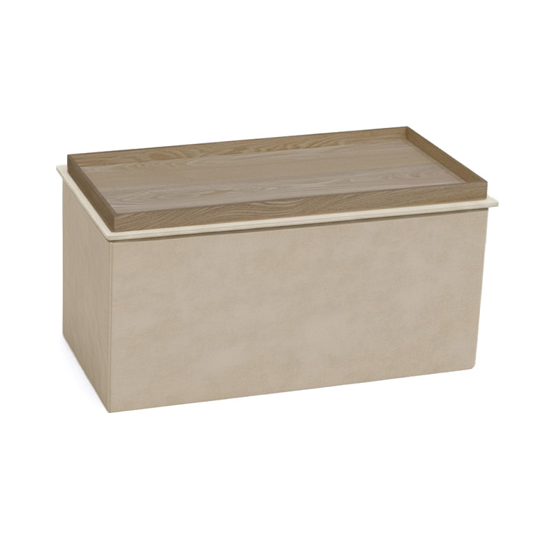Stol-arkë Koper pakoworld prej kadifeje në nuancë bezhë 76x38x38cm