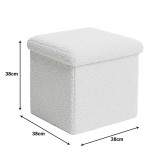 Stol-arkë Crystal pakoworld pëlhurë bouclé në nuancë fildishi 38x38x38cm