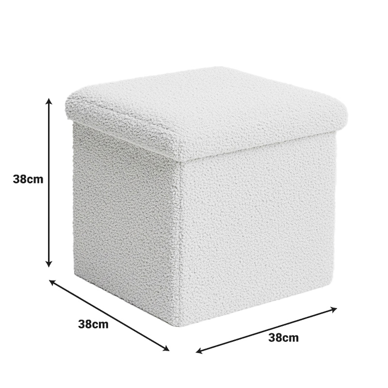 Stol-arkë Crystal pakoworld pëlhurë bouclé në nuancë fildishi 38x38x38cm