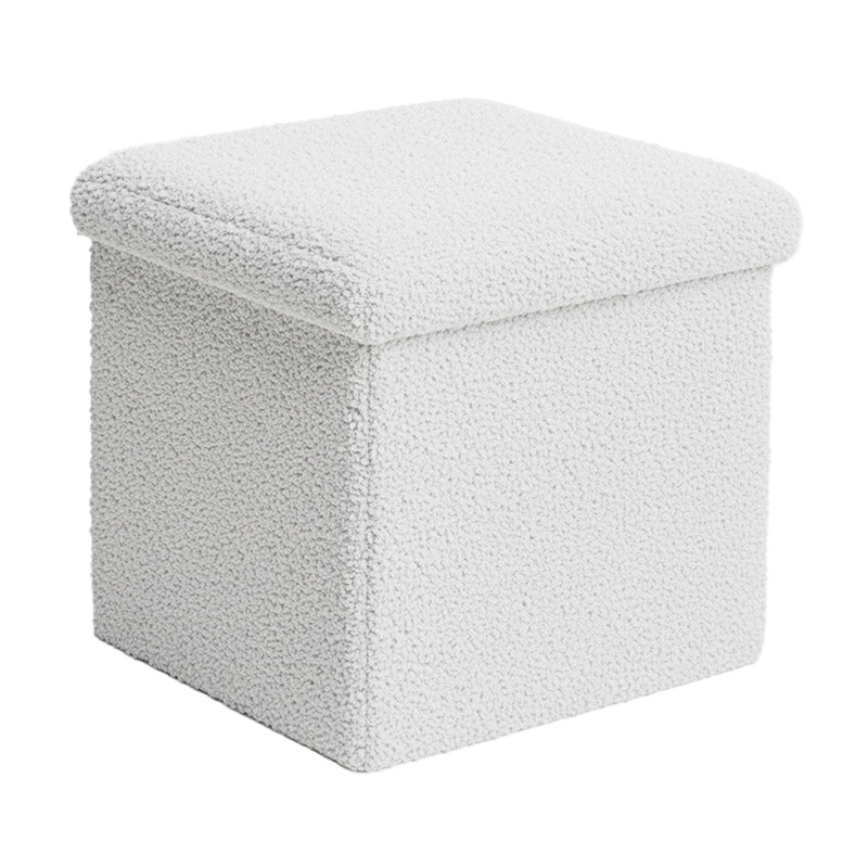 Stol-arkë Crystal pakoworld pëlhurë bouclé në nuancë fildishi 38x38x38cm