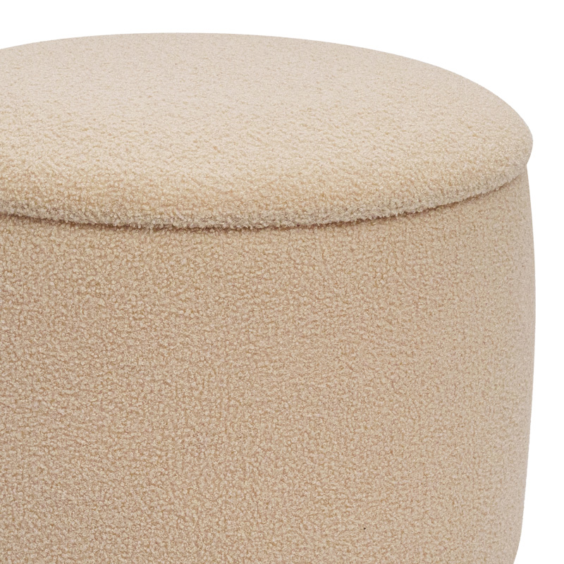 Stol-arkë Roundy pakoworld me pëlhurë boucle në nuancë bezhë Φ55x41.5cm