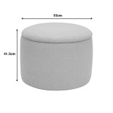 Stol-arkë Roundy pakoworld me pëlhurë boucle në nuancë bezhë Φ55x41.5cm